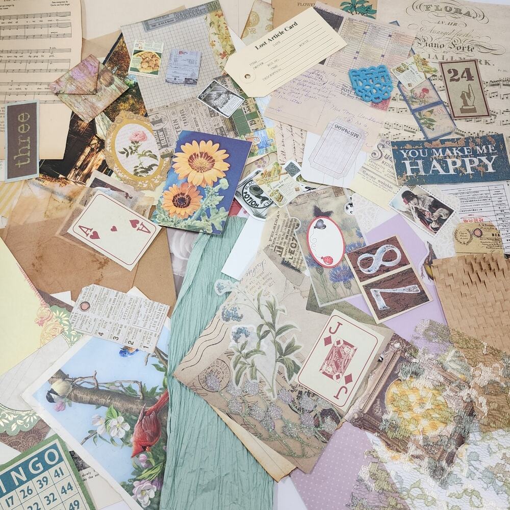 Huge Lot 100 Piece Lot of Assortment Vintage Junk Journal Ephemera